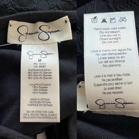 Jessica Simpson Rose Bay Textured Tie-Front Tankini Top M Black New - Picture 8 of 12